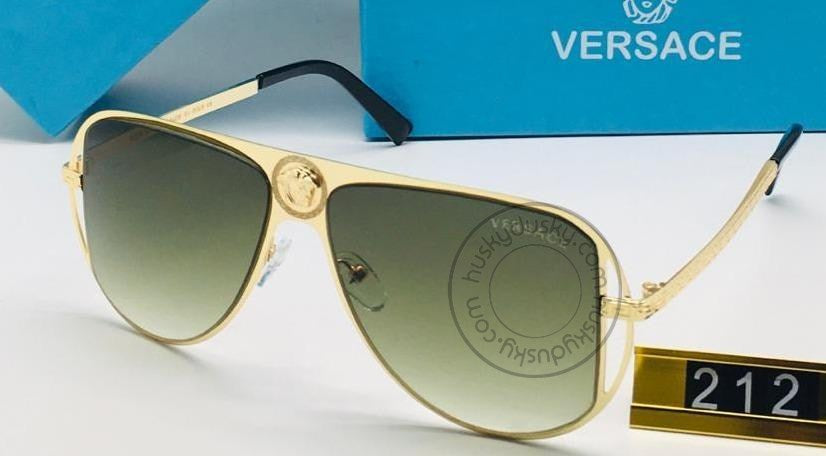 Versace Branded Green Glass Men's Sunglass For Man VER-212 Black and Gold Frame Gift Sunglass