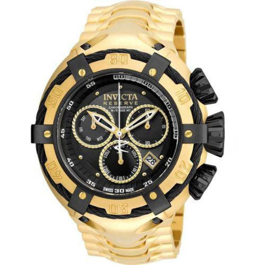 Invicta Reserve Mens Thunder Bolt Golden Black Quartz Chronograph Gold Men's Watch For Gift INC-21353