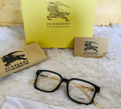 Burberry Branded Transparent Glass Golden Stick And Black Frame Sunglass For Man And Women Bb-220 Sunglass Gift