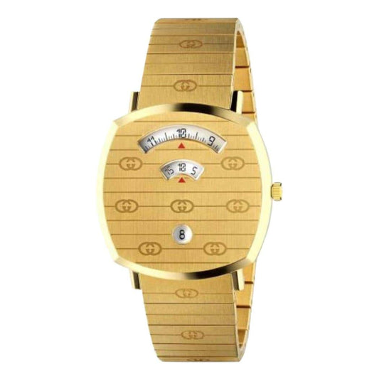 Gucci Grip 38mm Stainless Steel GG Full Gold Color Strap And Gold Case & Dial Engraved Watch Man Women Watch-Best Gift Watch