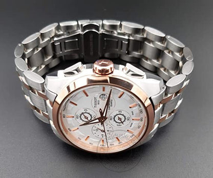 Tissot Chronograph Dual Tone Men's Watch for Man Silver Rose Gold - Gift TS-860SG