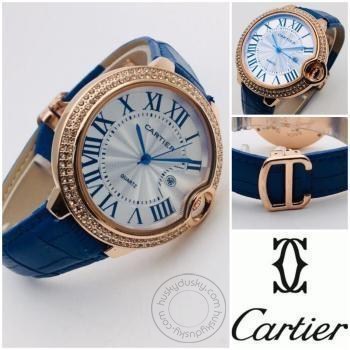 Cartier Blue Diamond Blue Leather Men's Watch for Man CRTR-3636 Date Display Best Gift for Man