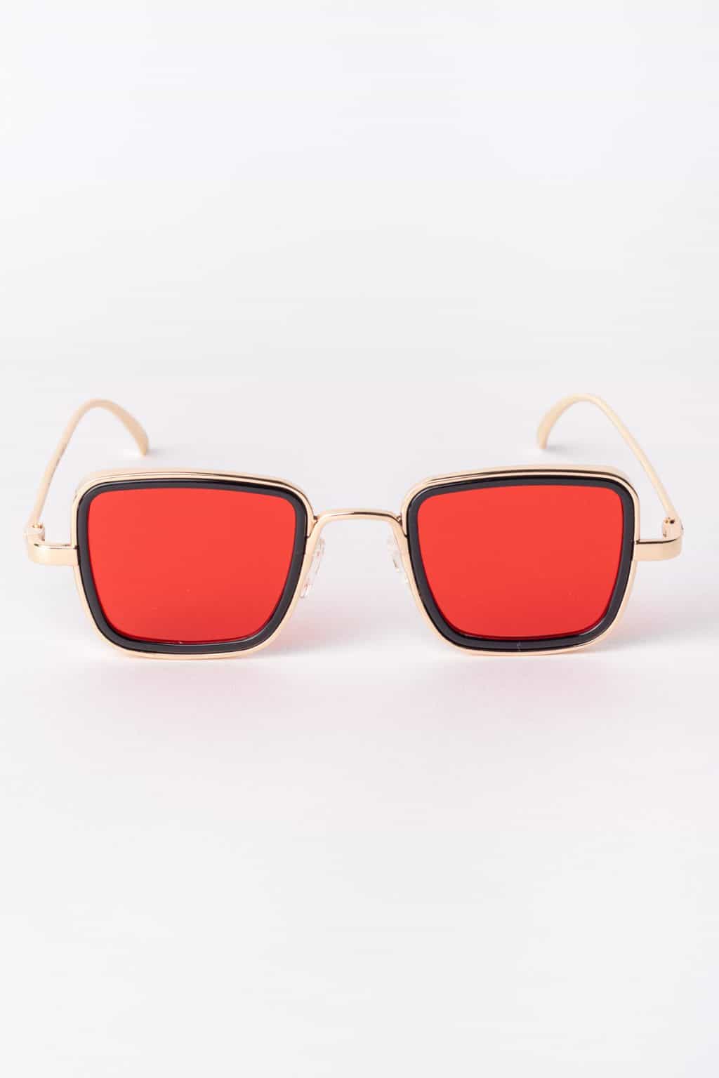 Husky Dusky Red Color Glass Golden Frame Men Women Sunglass For Man Woman or Girl LV-63 Gift Sunglass