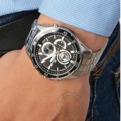 Casio Edifice EFR-547D-1AV Illuminator Metal Chronograph Silver Color Black Dial Men's Watch