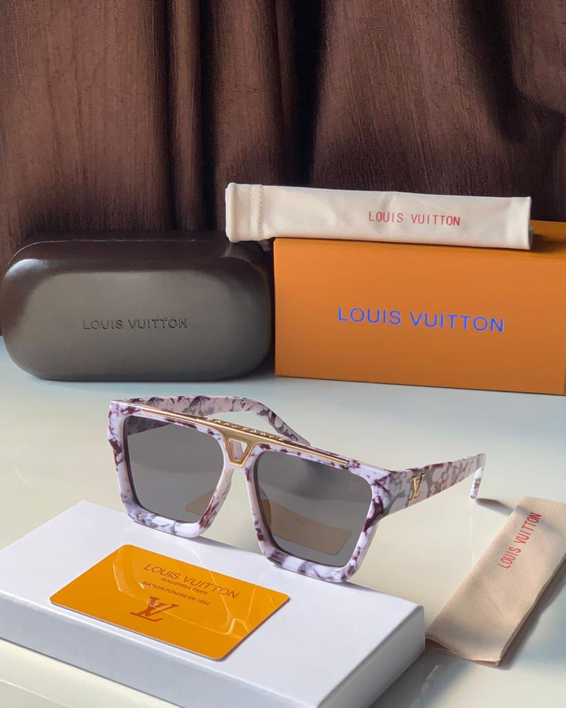 Louis Vuitton Branded Glass Men's and Women's cyclone sunglass LV-3858 White and brown Frame Unisex Gift Sunglass