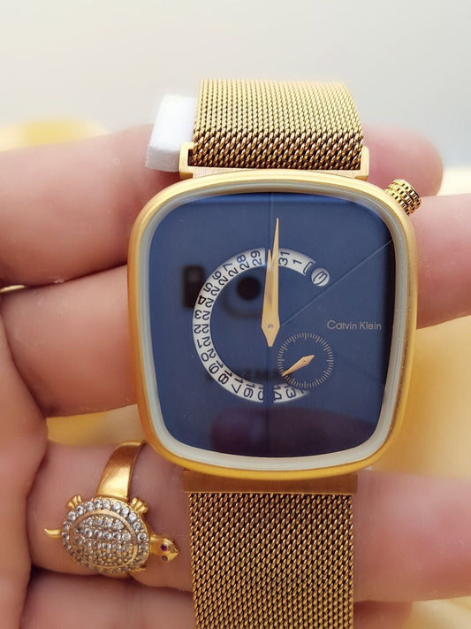 Calvin Klein CK Magnetic Clasp Gold Black Dial Men's CK GB Watch for Man or Woman Metal