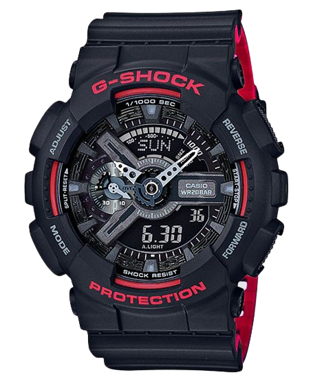Casio G-shock Analog Digital Resin Black Red Strap GA110HR-1ACR Multi Color Dial Day Date Gift Watch Gshock