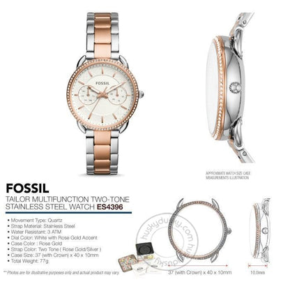 Fossil Rose Gold Silver Women's ES-4396 Watch for Girl or Woman Two Tone - Best Gift For Women