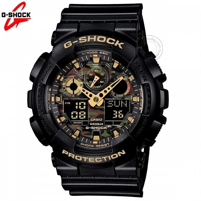 Casio G-Shock Analog Digital Black Belt Men's Watch For Man GA-100CF-1A9DR Multi Color Dial Day And Date Gift Watch