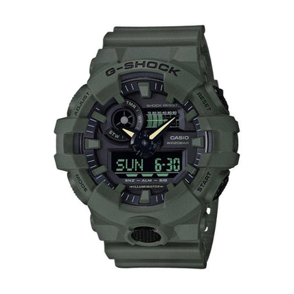 Casio G-Shock Analog Digital Olive Green Belt Men's Watch For Man GA700UC-3A Black Color Dial Day And Date Gift Watch Shock