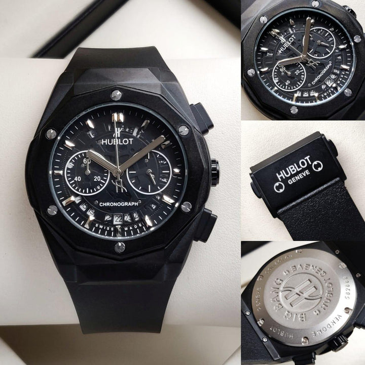 Hublot Icc Chronograph Men's Watch For Man Black With Black Rubber Belt Cricket Special Edition Big Bang Fusion HB-RED-ICC-128 _Best For Sport Person