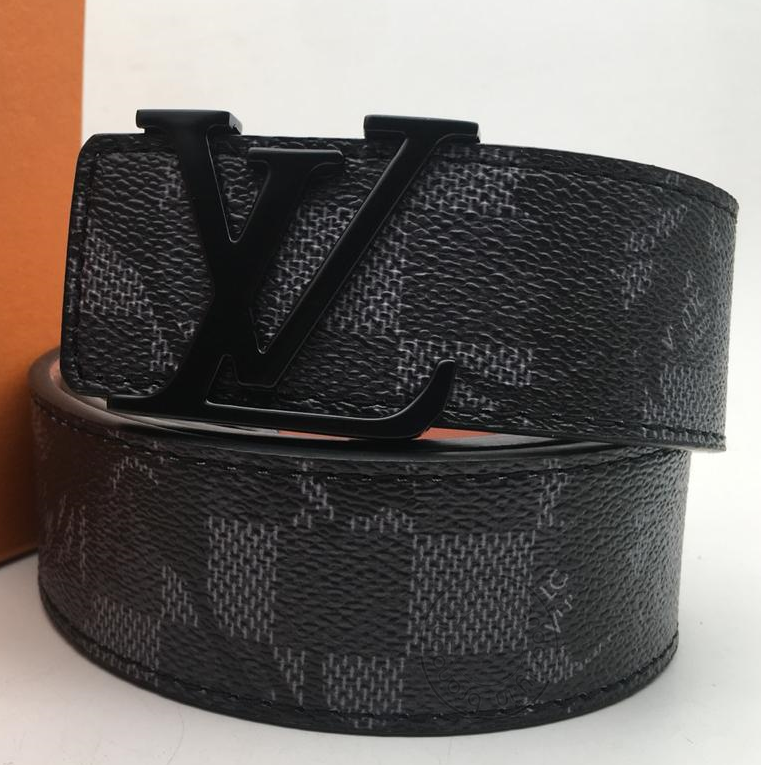 Louis Vuitton Black Color Leather Men's Women's Lv-Bb-11 Waist Belt For Man Woman Or Girl Circle Lv Buckle Gift Belt LV-BB0-11