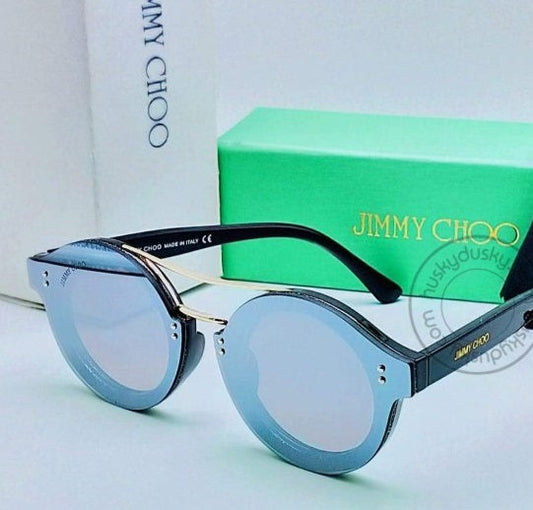 Jimmy Choo Branded Greenish Blue Glass Men's Women's Sunglass For Man Woman or Girl JC-420 Black Stick Frame Gift Sunglass