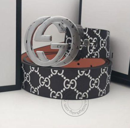 Gucci Multi Color Leather Men's Women's GC-SB-08 Waist Belt for Man Woman or Girl Silver Circle GG Buckle Gift Belt