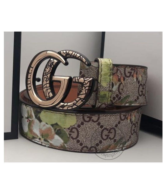 Gucci Multi Color Leather Men's Women's GC-FLR-01 Waist Belt for Man Woman or Girl Gold Circle GG Buckle Gift Belt