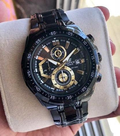 Casio Edifice Chronograph With Black Stainless steel Strap Men's Watch Black Gold 539BK