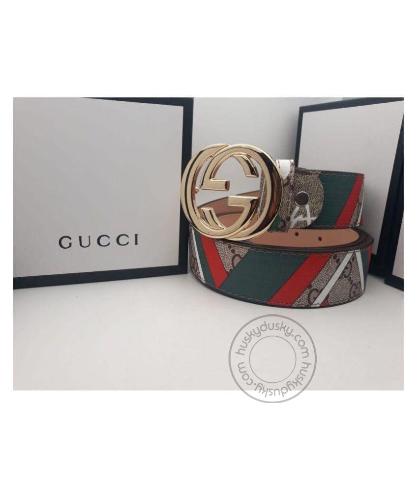 Gucci Multi Color Leather Men's Women's GC-GB-01 Waist Belt for Man Woman or Girl Gold Circle GG Buckle Gift Belt