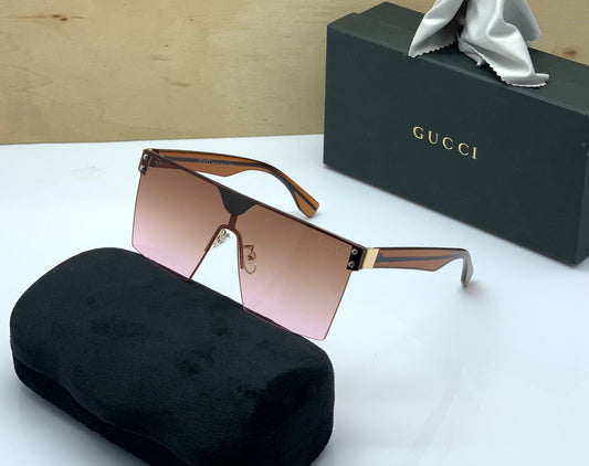 Gucci Branded Purple Color Shade Glass Men's Women's Sunglass for Man Woman or Girl GU-305 Brown Stick Gift Sunglass