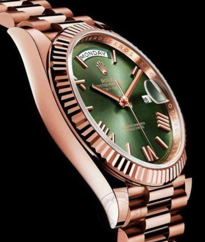 Rolex Watch Oyster Perpetual Day-Date Green Dial Metal Men's Automatic Watch for Man RLX-Oyster