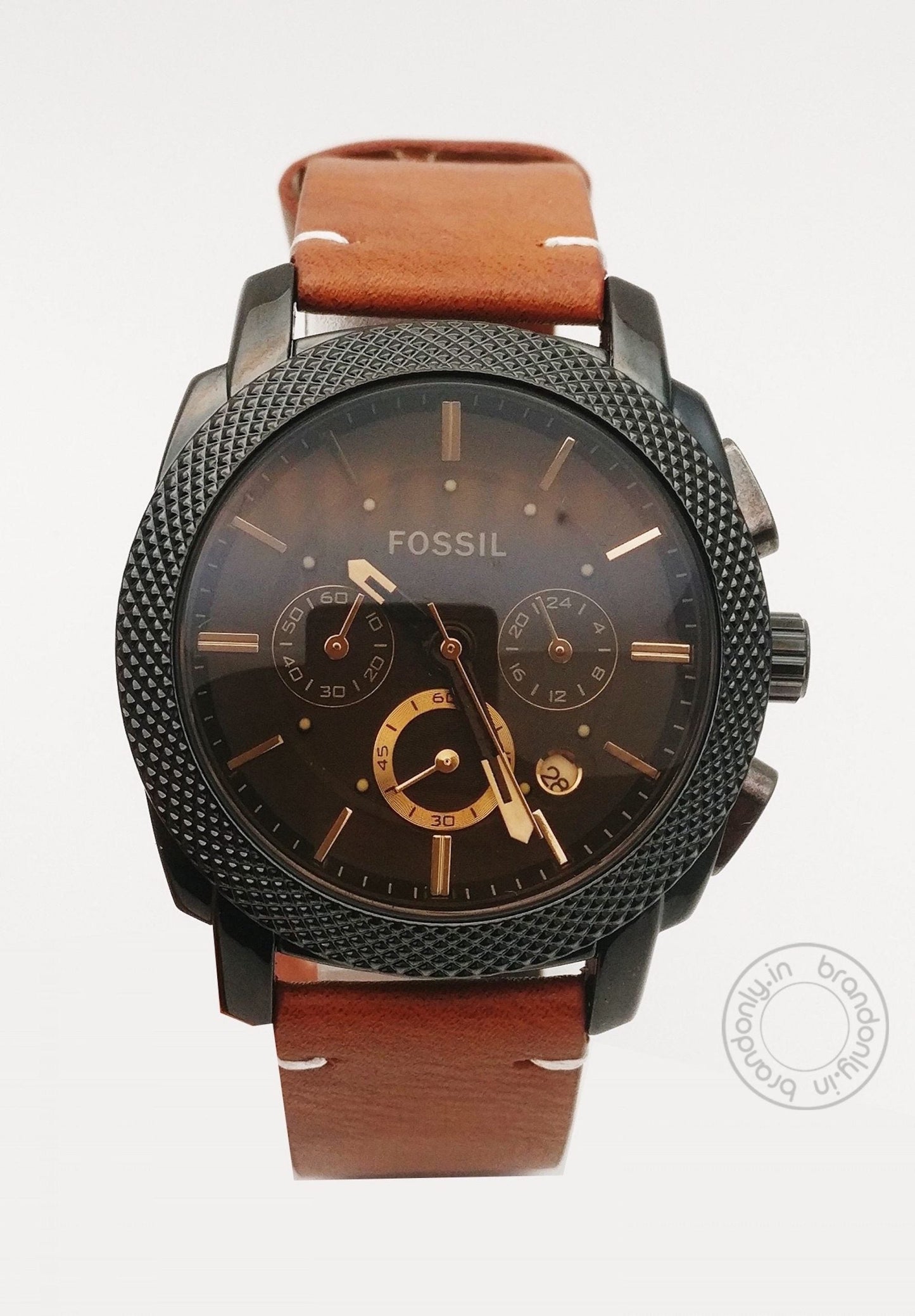 Fossil Chronograph Black Brown Tan Leather Men's Watch For Man Metal Casual Formal Gift Fs7070