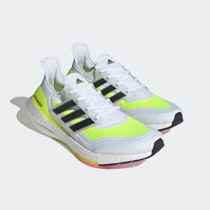 Adidas Ultra Boost 21 White Solar Yellow Shoes For Man And Boys FY0377