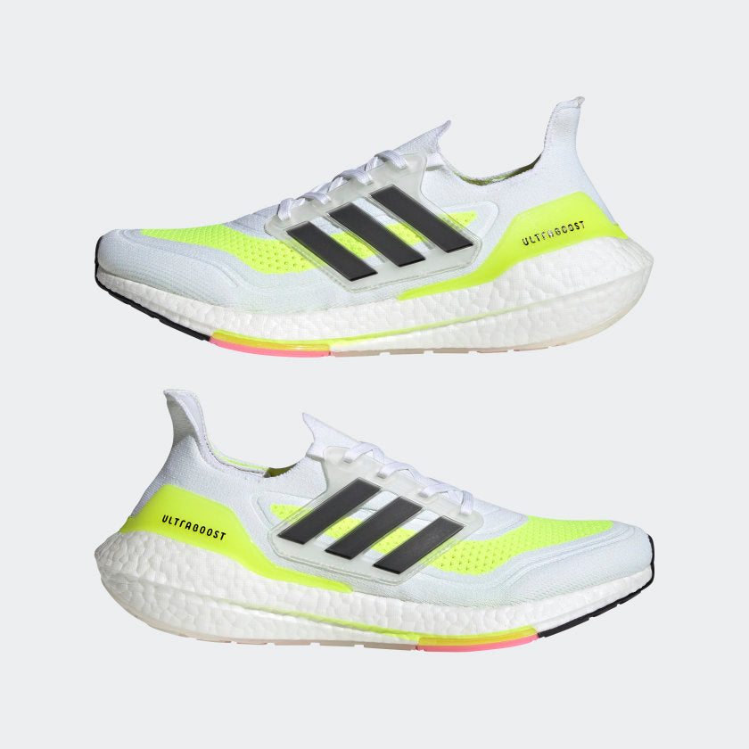 Adidas Ultra Boost 21 White Solar Yellow Shoes For Man And Boys FY0377