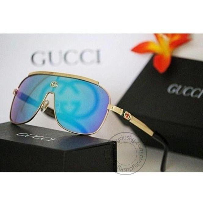Gucci Branded Men'S Sunglass For Man For Men'S Blue Sunglass With Gold Stick Gu-Blue-01 For Man