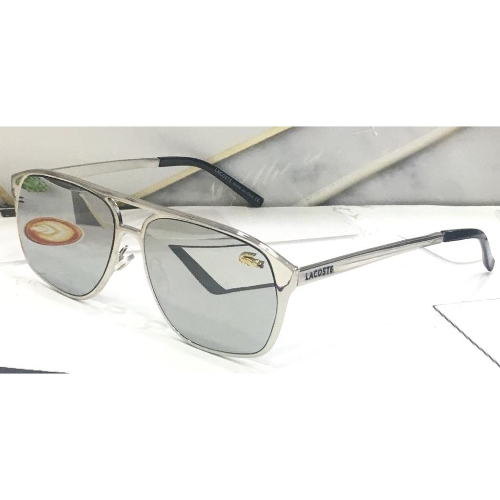 Lacoste Branded Silver Glass Men's Sunglass For Man LS-84 Silver Frame Gift Sunglass