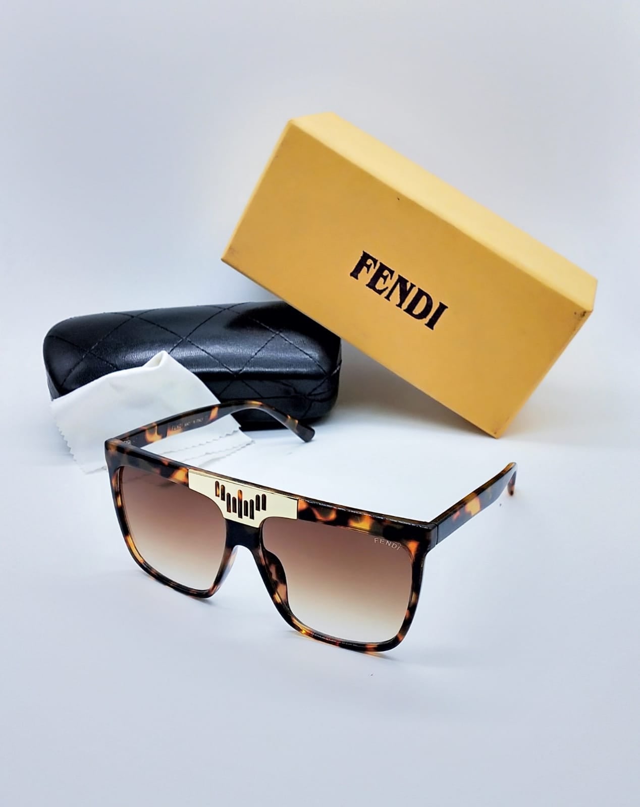 Fendi Branded Men's Sunglass For Men's Brown Shade Sunglass With Golden & Black Stick FN-770 For Man