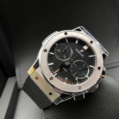 Hublot Black Dial Mens Watch Classic Fusion Black Leather Watch For Man Hb-Sb-11