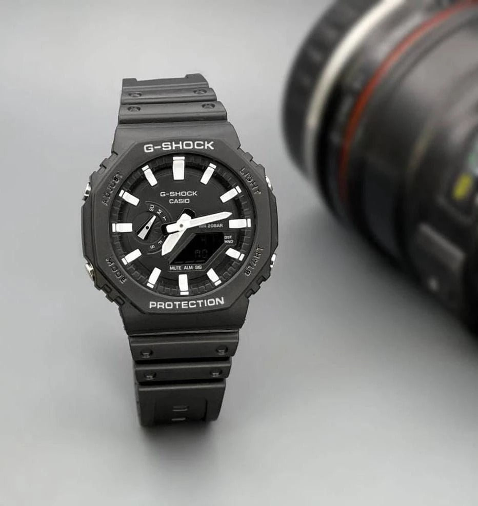 Casio G-Shock Analog Digital Black Color Belt Men's Watch For Man With Black Dial Gift Watch GA-2100-1ADR