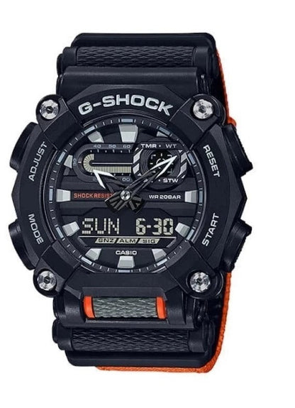 Casio G-Shock Analog-Digital Black Dial Men's Watch-GA-900C-1A4DR (G1049) Orange Resin Band With Black Case Men Sports Watch