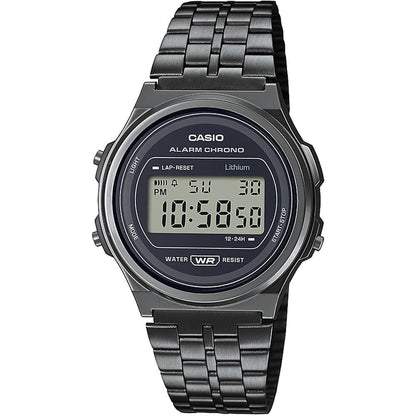 Casio Vintage Digital Men's Watch Casio A171WEG-1AEF alarm timer light Black stainless steel strap- Best Gift Unisex young watch