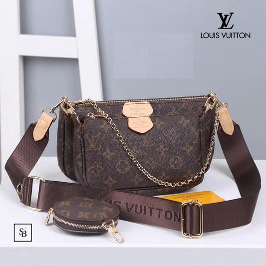 LV Cross Body Handbag Brown Checks Pattern Brown Color Women's Or Girls Bag Along with sling Bag LV-2872