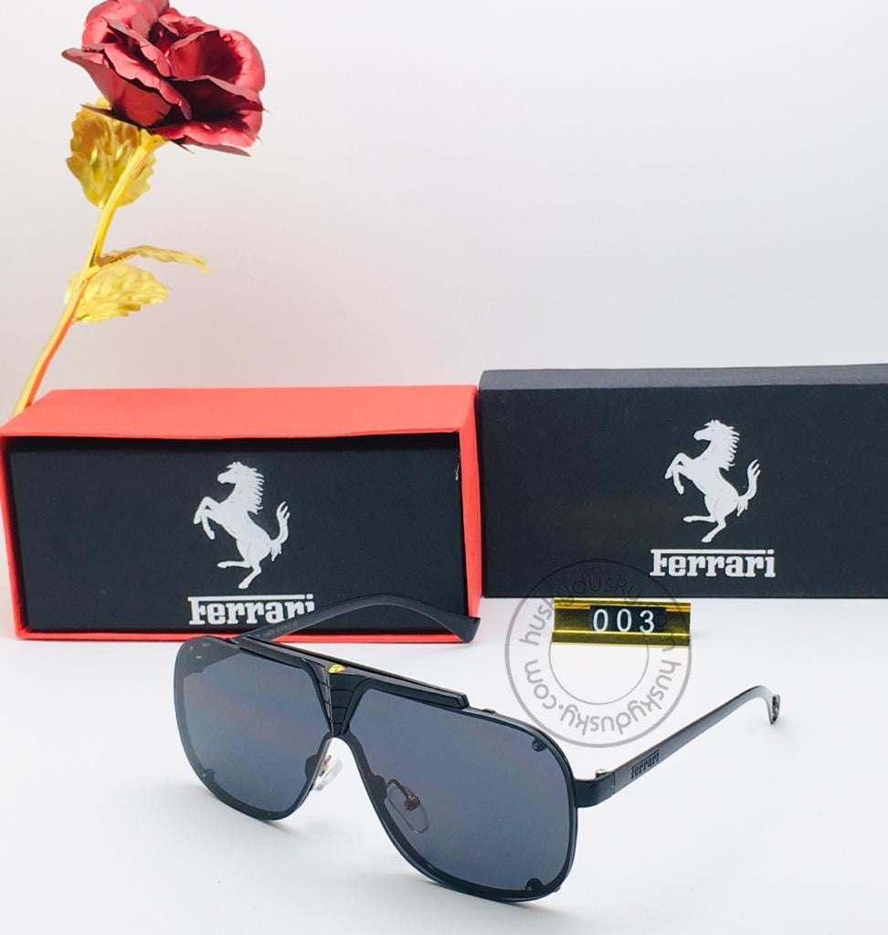 Ferrari Latest Design Black Color Glass Men's Women's For Man Woman or Girl FRR-003 Black Frame Sunglass