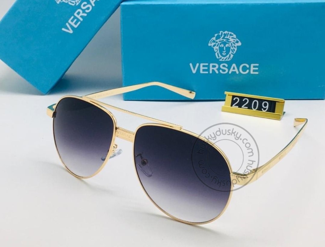 Versace Branded Double Shade Blue Glass Men's Sunglass For Man VER-2209 Gold Frame Gift Sunglass