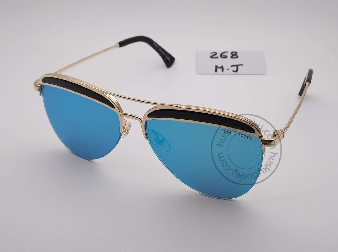 Marc Jacobs Branded Ocean Blue Glass Men's Sunglass For Man MJ-44 Black&Gold Stick&Frame Gift Sunglass