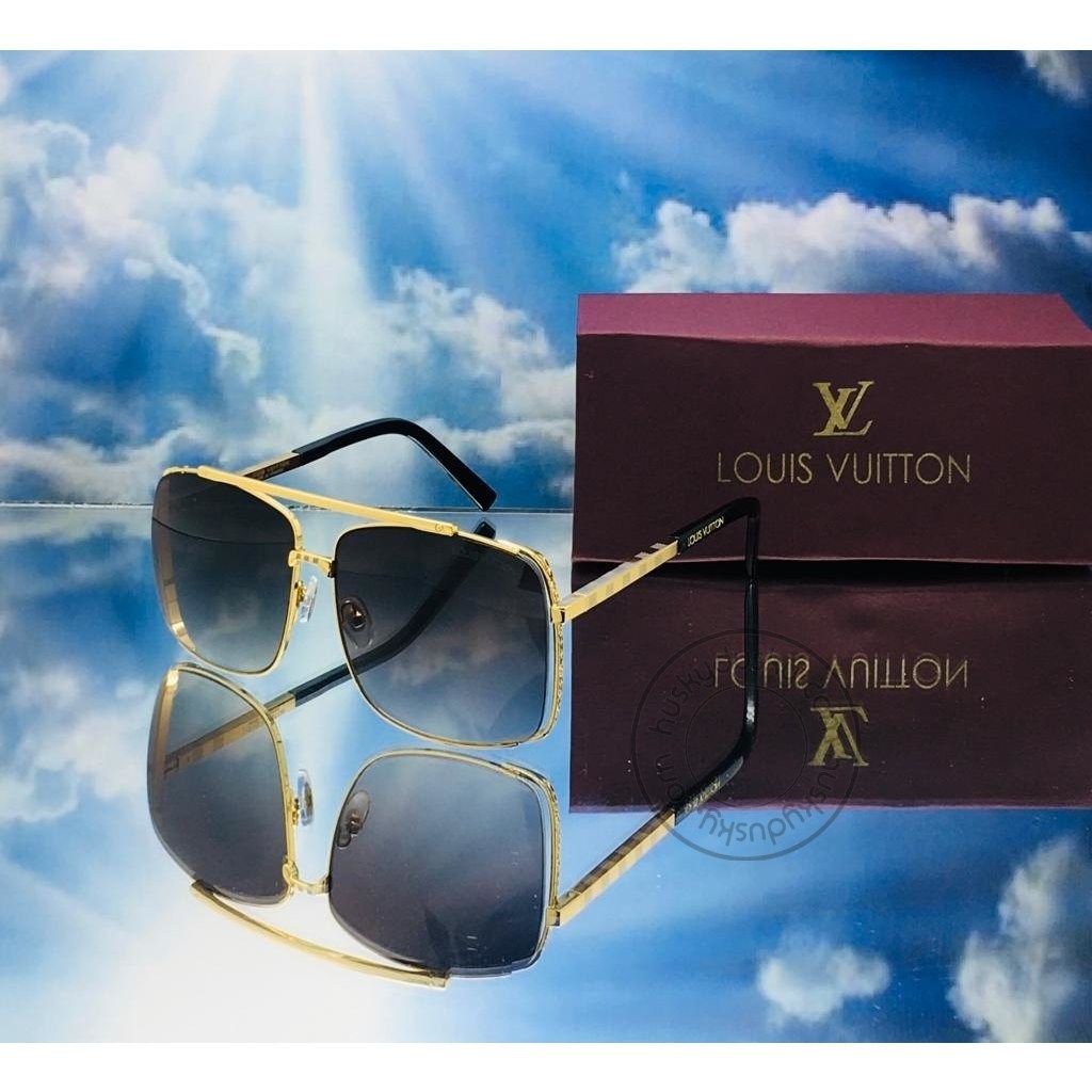 Louis Vuitton Black Color Glass Men's Women's Sunglass For Man Woman or Girl LV-175 Design Gold Stick Gift Sunglass