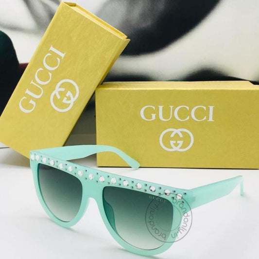 Gucci Branded Arctic Blue Color Glass Men's Women's Sunglass for Man Woman or Girl GU-140 Arctic Blue Frame Design Gift Sunglass