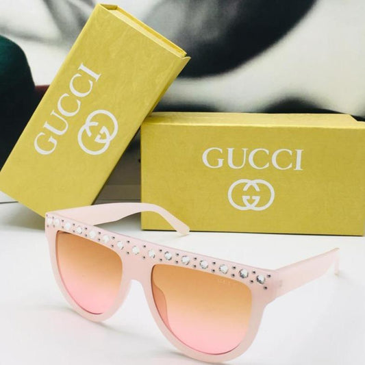 Gucci Branded Peach Color Glass Men's Women's Sunglass for Man Woman or Girl GU-141 Peach Frame Design Gift Sunglass