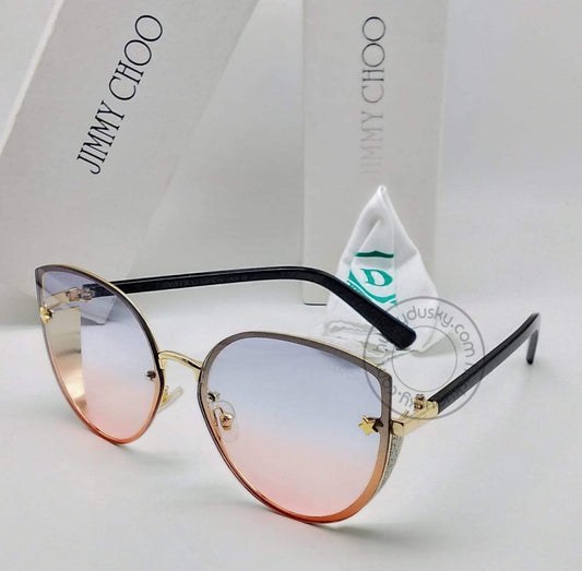 Jimmy Choo Branded Multi Color Double Shade Blue&Red Glass Men's Women's Sunglass For Man Woman or Girl JC-320 Black Stick Frame Gift Sunglass