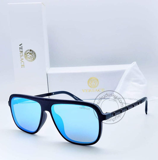 Versace Branded Sky Blue Glass Men's Sunglass For Man VER-202 Black Frame Gift Sunglass