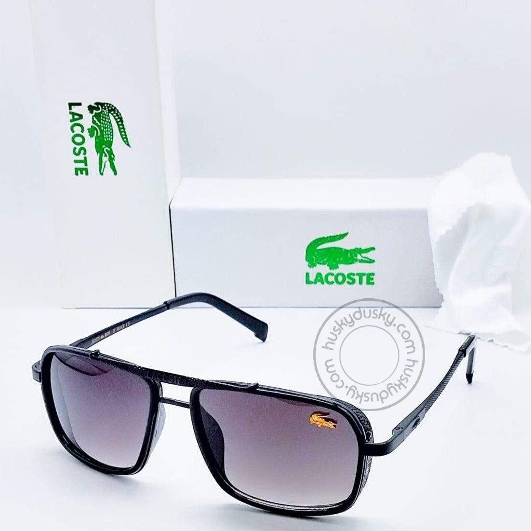Lacoste Branded Purple Glass Men's Sunglass For Man With Balck Frame LS-555 Gift Sunglass