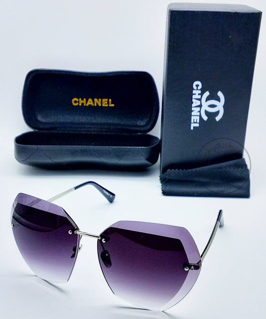 Chanel Branded Purple Glass Men's Women's Sunglass For Man Woman or Girl CHA-95 Gold And Black Design Stick Gift Sunglass