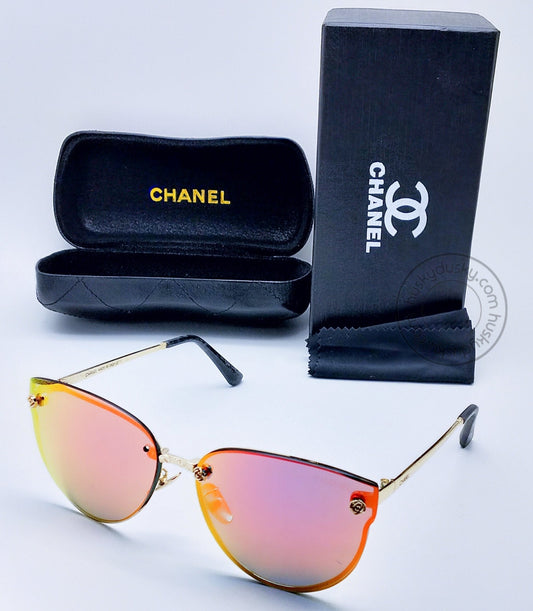 Chanel Branded Multi Color Glass Men's Women's Sunglass For Man Woman or Girl CHA-93 Gold And Black Design Stick Gift Sunglass