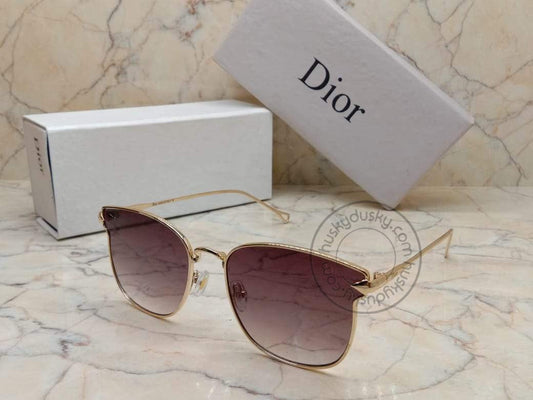 Dior Design Double Shade Maroon Glass Men's Women's Sunglass For Man Woman or Girls DR-49 Gold Stick&Frame Gift Sunglass