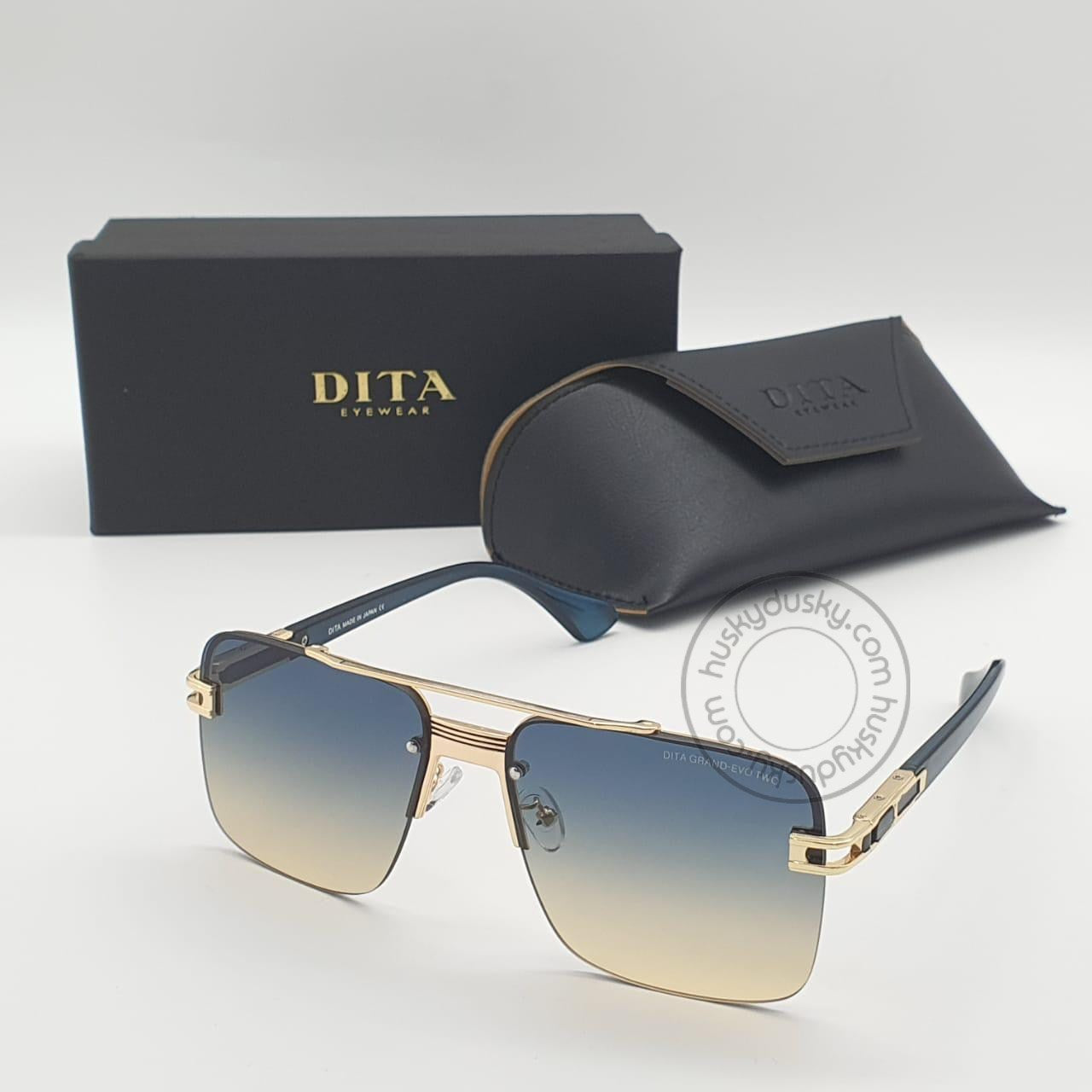DITA Double Shade Gold&Blue Color Glass Man's Women's Sunglass for Man Woman or Girl DT-02 Gold Frame Blue Stick Gift Sunglass