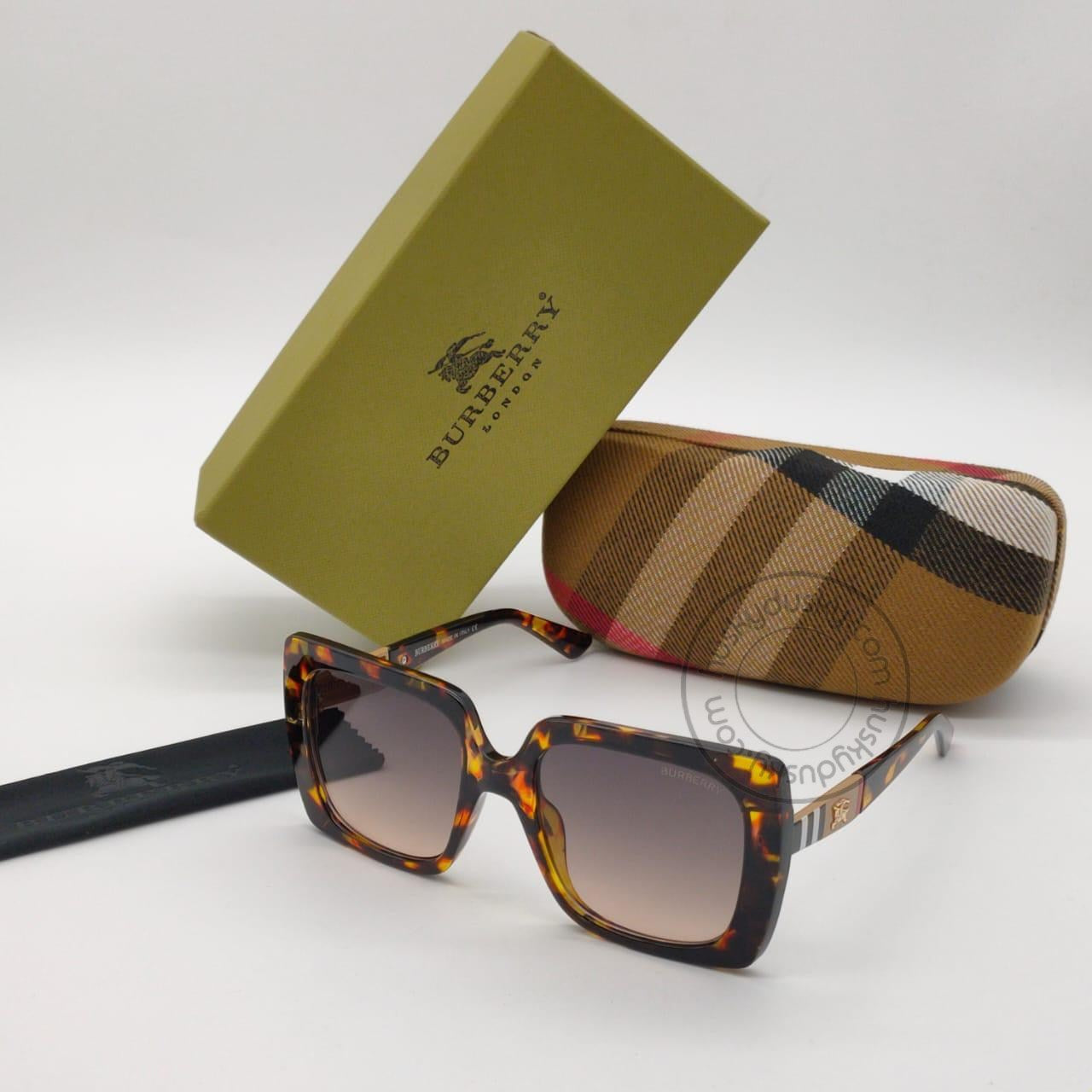 Burberry Branded Brown Glass Men's Sunglass For Man BB-25 Square Cheetha Frame Sunglass Gift