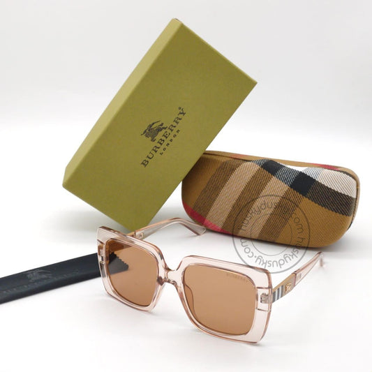 Burberry Branded Brown Glass Men's Sunglass For Man BB-30 Square Transparent Frame Sunglass Gift