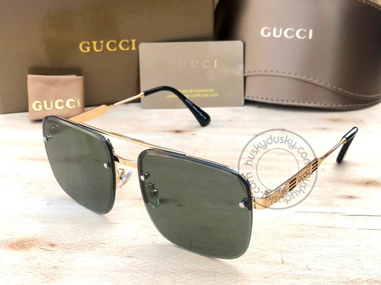 Gucci Branded Black Color Glass Men's Women's Sunglass for Man Woman or Girl GU-350 Gold & Black Stick Gift Sunglass